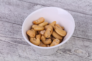 Cashew nuts heap in the bowl