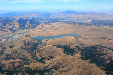 Fototapeta na wymiar Aerial view of a beautiful mountain range at Northern California