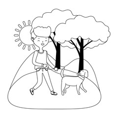Boy with dog cartoon design