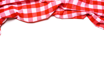 Obraz premium A red and white gingham tablecloth on a white background
