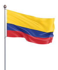 Fototapeta na wymiar Colombia flag blowing in the wind. Background texture. 3d rendering, waving flag.