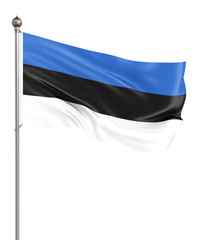 Estonia flag blowing in the wind. Background texture. 3d rendering, wave. - Illustration. Isolated on white.