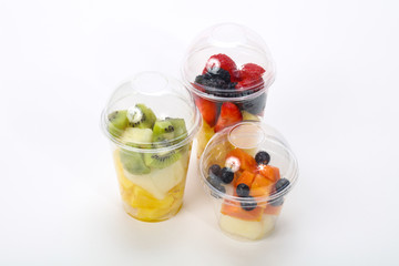 Sliced fruit mix in the box