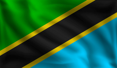 Waving Tanzania flag,  the flag of Tanzania, vector illustration