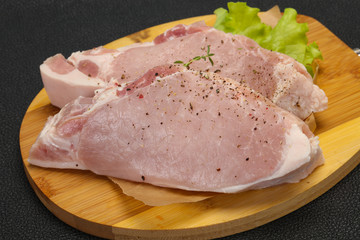 Raw pork meat steak for grill