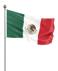 Mexico flag blowing in the wind. Background texture. 3d rendering, waving flag. - Illustration