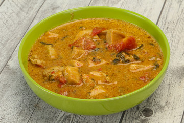 Traditional thai curry chicken soup
