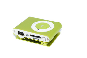 Fototapeta premium generical green portable audio player to play music isolated on white background