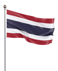 Fototapeta na wymiar Thailand flag blowing in the wind. Background texture. 3d rendering, wave. - Illustration. Isolated on white.