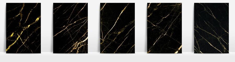 Marble collection abstract pattern texture golden background.