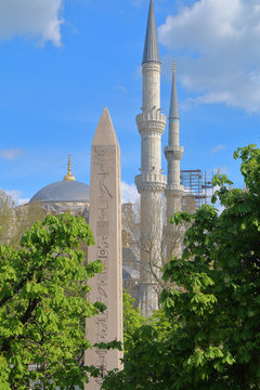 Obelisk and minarets of Istanbul.