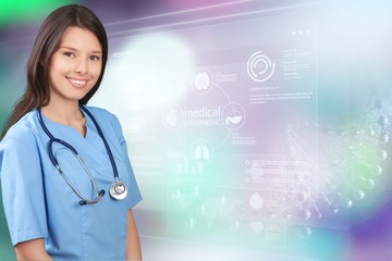 Female young doctor attractive young adult emergency room hospital room