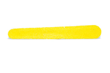 yellow nail file for household or professional use, isolated on white background, vanity beauty concept