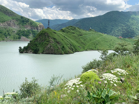 Russia. North Ossetia - Alania. Reservoir of Zaramag HPP in Kassar gorge