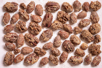 Candied pecan, almond and walnut with brown sugar and cinnamon
