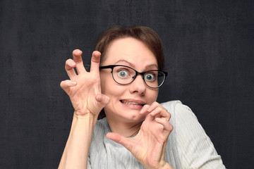 Portrait of scared girl with eyeglasses