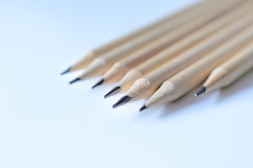 Obraz premium Wooden pencils for sketching and drawing closeup