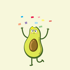 Avocado happy, characters, vector illustration in cartoon style
