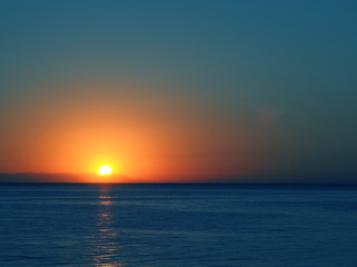 Dawn over the Mediterranean Sea. Romantic Sea Vacation
