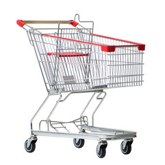 shopping cart trolley for supermarket isolated on white background