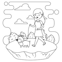 Girl with dog cartoon design