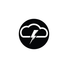 Cloud and dark lightning for graphic and web design. Vector sketch icon for infographic