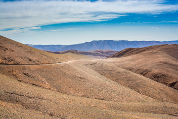Moroccan landscape in dry Atlas Mountains in October