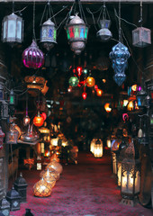 Fototapeta na wymiar A bazaar in old Cairo.