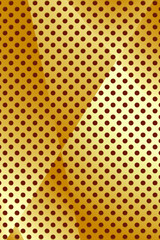 Abstract Dark Golden Metallic Pattern with Holes. Curved Spotted Plate. 3D Illustration
