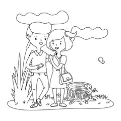 Teenager boy and girl cartoon design