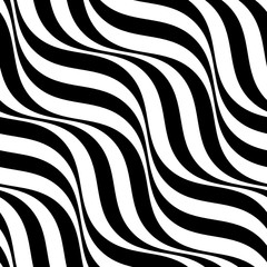 Vector seamless texture. Modern geometric background. Monochrome repeating pattern with wavy lines.