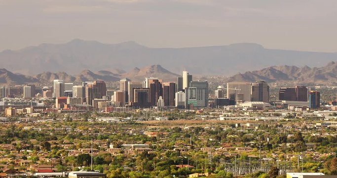 Phoenix and Scottsdale city skyline in Arizona USA
