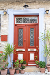 Fototapeta na wymiar Door of an old village house in Lefkara, Cyprus