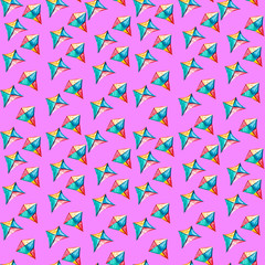 Seamless pattern with watercolor kite.