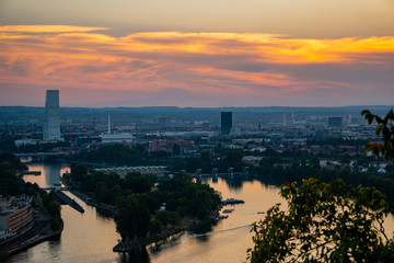 Fototapeta na wymiar sunset view over Basel in Switzerland from a different angle