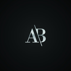 AB initial letter elegant Logo template vector creative business black and silver color based
