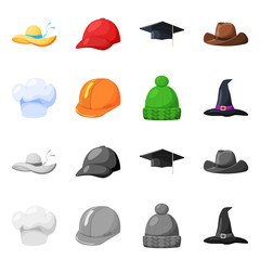 Isolated object of clothing and cap logo. Set of clothing and beret stock symbol for web.