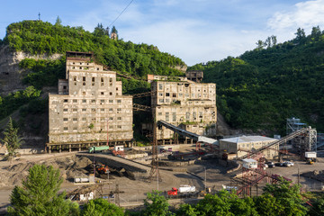 Mining plant and manganese ore processing plant in Chiatura, Georgia.