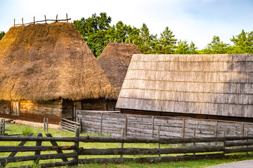 typical Romanian village with old peasant houses