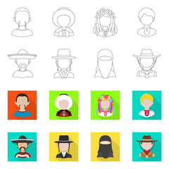 Vector illustration of imitator and resident icon. Set of imitator and culture vector icon for stock.