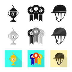 Isolated object of equipment and riding icon. Collection of equipment and competition stock symbol for web.