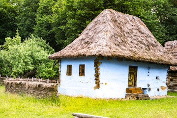 typical Romanian village with old peasant houses