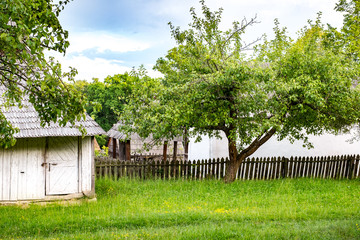 typical Romanian village with old peasant houses