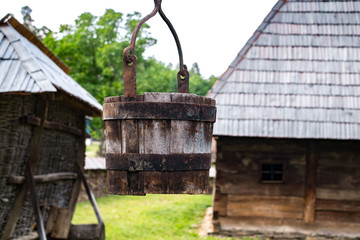 typical Romanian village with old peasant houses
