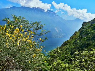Fototapeta premium Italian Alps-view from the path Via del Ponale of the lake Garda