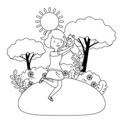 Girl with cat cartoon design