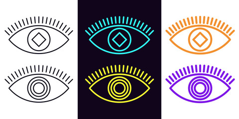 Eye icon with different stroke thickness, Eyesight