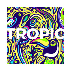 Tropic design. Vector background. Exotic bird