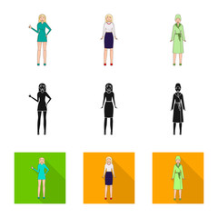 Vector design of posture and mood icon. Set of posture and female stock vector illustration.