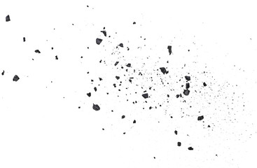 Black coal dust with fragments isolated on white background, top view.